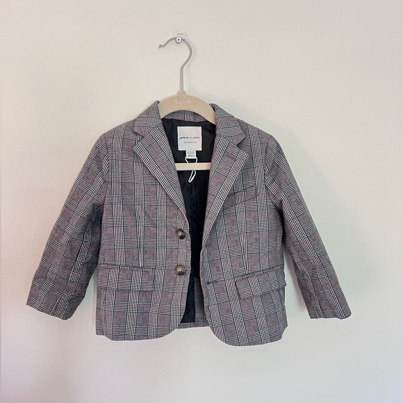 Janie and Jack Other - Janie and Jack Gray Plaid Blazer with Pink Accents